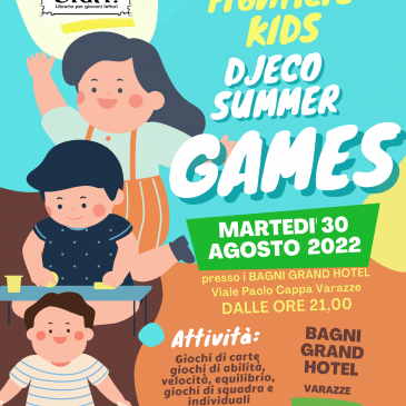 Martedì 30 agosto 2022 dalle 21,00: GIOCHI SENZA FRONTIERE KIDS- DJECO SUMMER GAMES