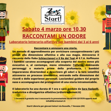 Sabato 4 marzo 2023 ore 10,30 – RACCONTAMI UN ODORE Laboratorio letterario-olfattivo per bimbi/e 3-6 anni