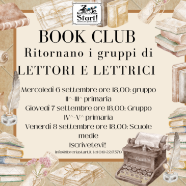 BOOK CLUB: Gruppi di lettori e lettrici da settembre 2023