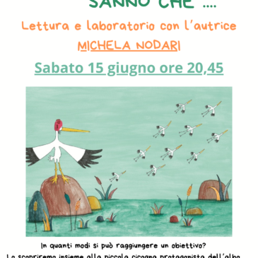 Sabato 15 giugno ore 20,45 FORSE NON TUTTI SANNO CHE……Lettura e laboratorio con l’autrice MICHELA NODARI